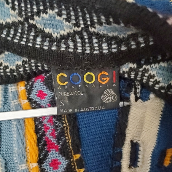 Coogi Sweater Mens Multicolor Pullover Australia Pure Wool Biggie Abstract 3D - Picture 3 of 8